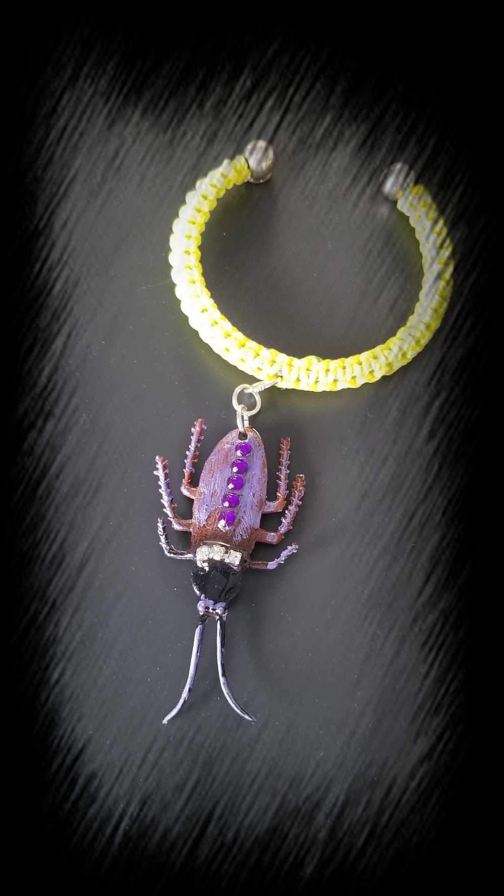 Unique & Odd Beetle Braided Yellow Bracelet, Perfect for Halloween, Goth, Punk or Everyday