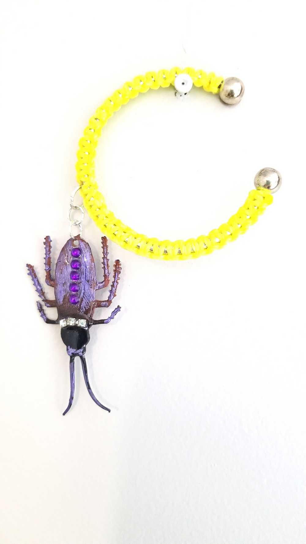 Unique & Odd Beetle Braided Yellow Bracelet, Perfect for Halloween, Goth, Punk or Everyday