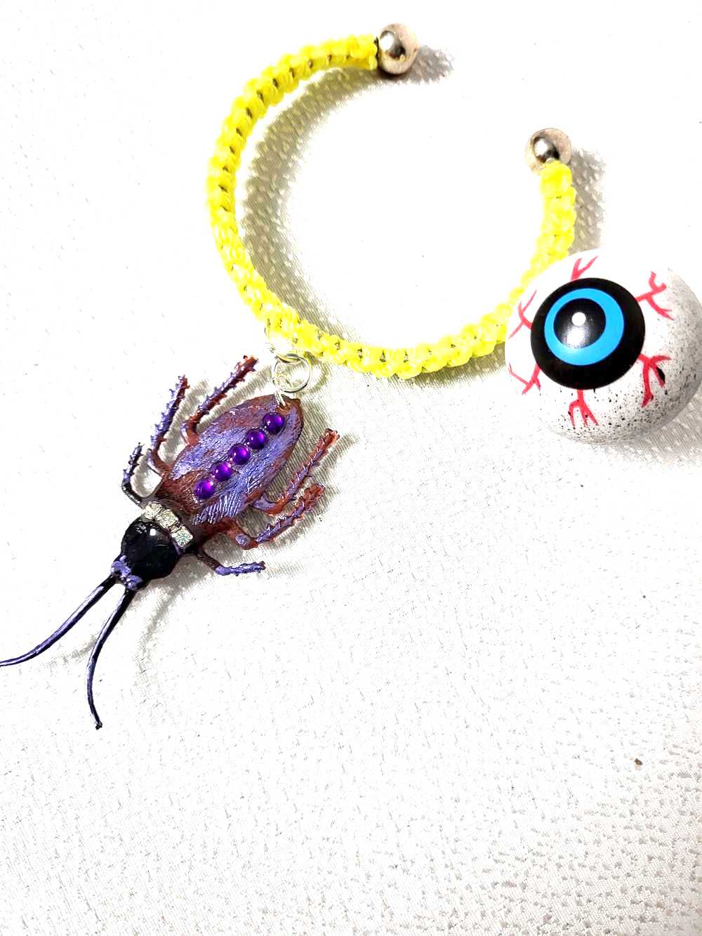 Unique & Odd Beetle Braided Yellow Bracelet, Perfect for Halloween, Goth, Punk or Everyday