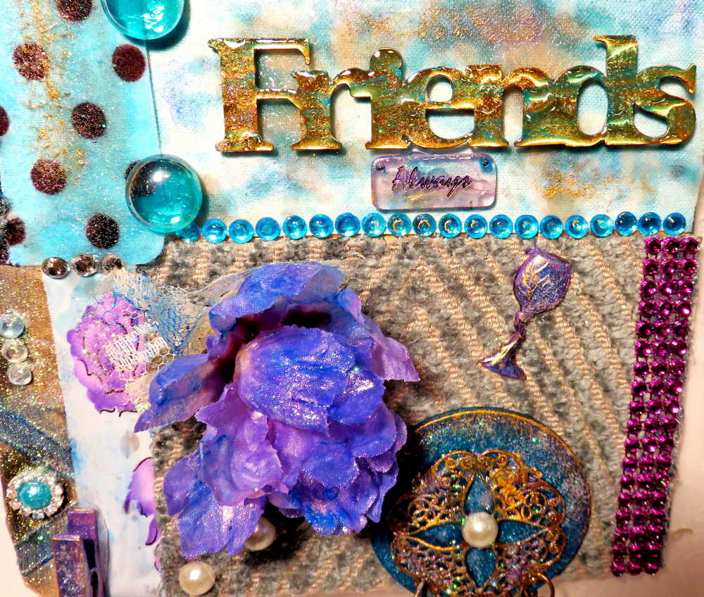 "Friend's" Wall Hanging Collage Using Fabrics In Blues, Purples and Teals, and Holds your "BEST FRIENDS" Photo