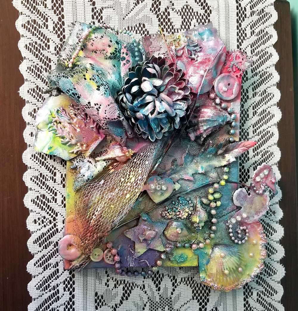 Love of the Sea Canvas Artwork, Beautiful Colored Flowers, Seahorses, Coral & Shells
