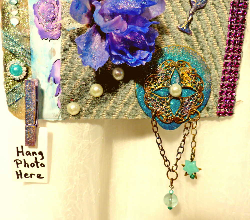 "Friend's" Wall Hanging Collage Using Fabrics In Blues, Purples and Teals, and Holds your "BEST FRIENDS" Photo