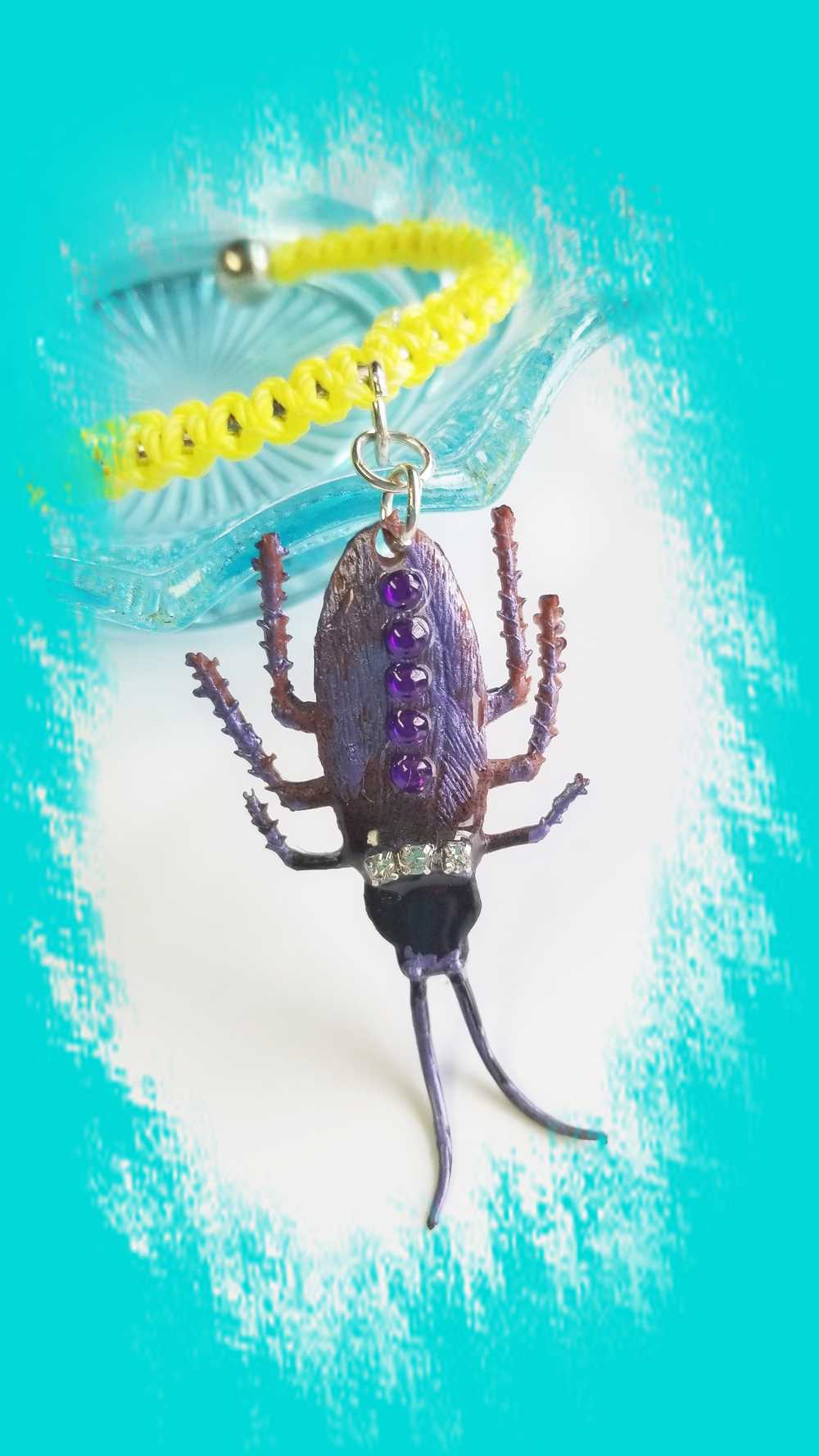 Unique & Odd Beetle Braided Yellow Bracelet, Perfect for Halloween, Goth, Punk or Everyday