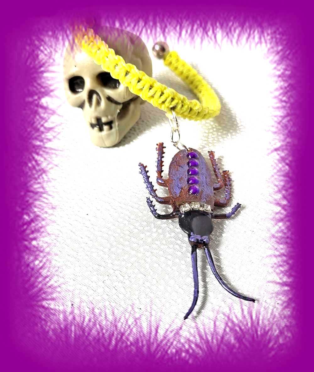 Unique & Odd Beetle Braided Yellow Bracelet, Perfect for Halloween, Goth, Punk or Everyday