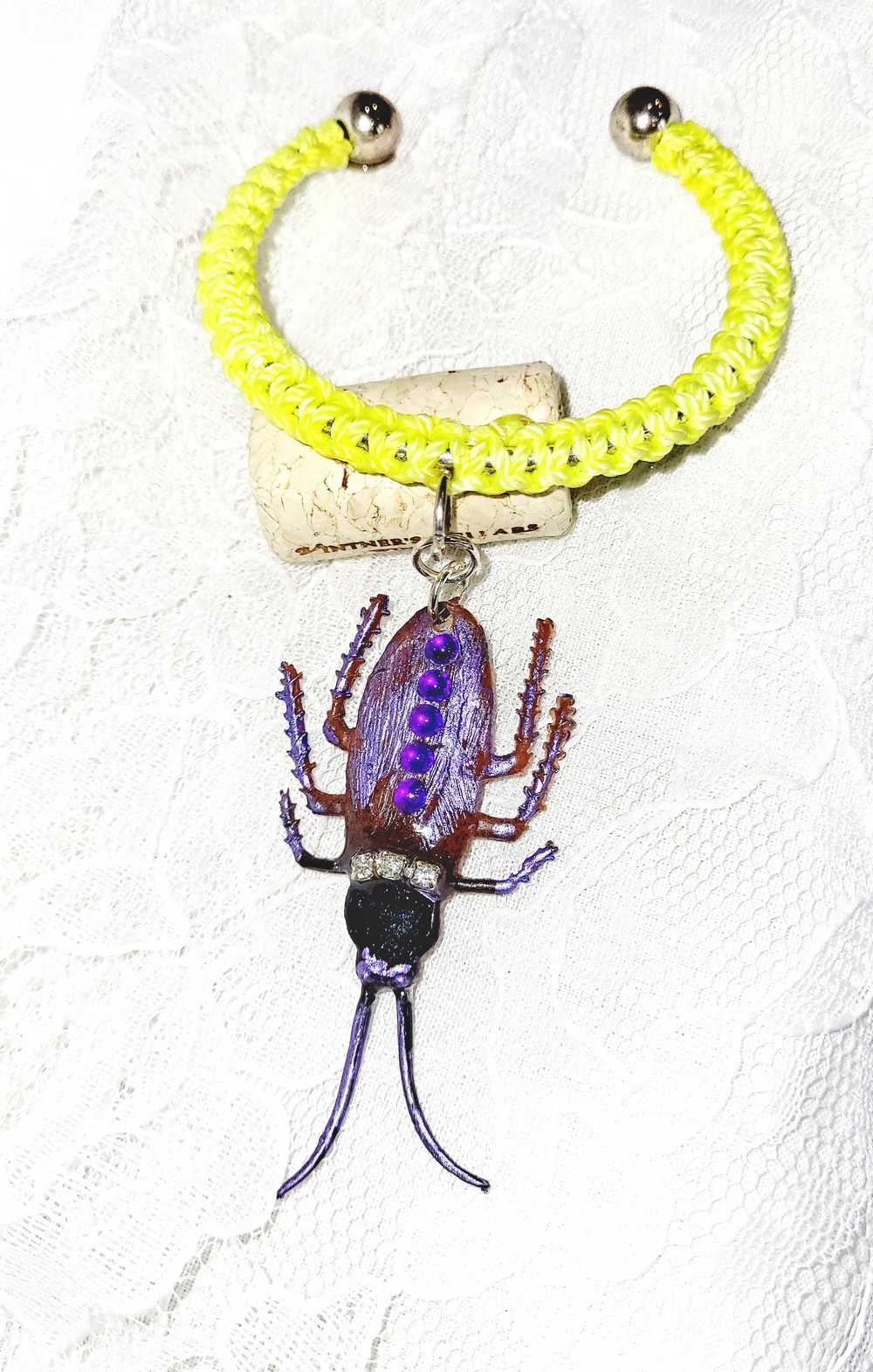 Unique & Odd Beetle Braided Yellow Bracelet, Perfect for Halloween, Goth, Punk or Everyday