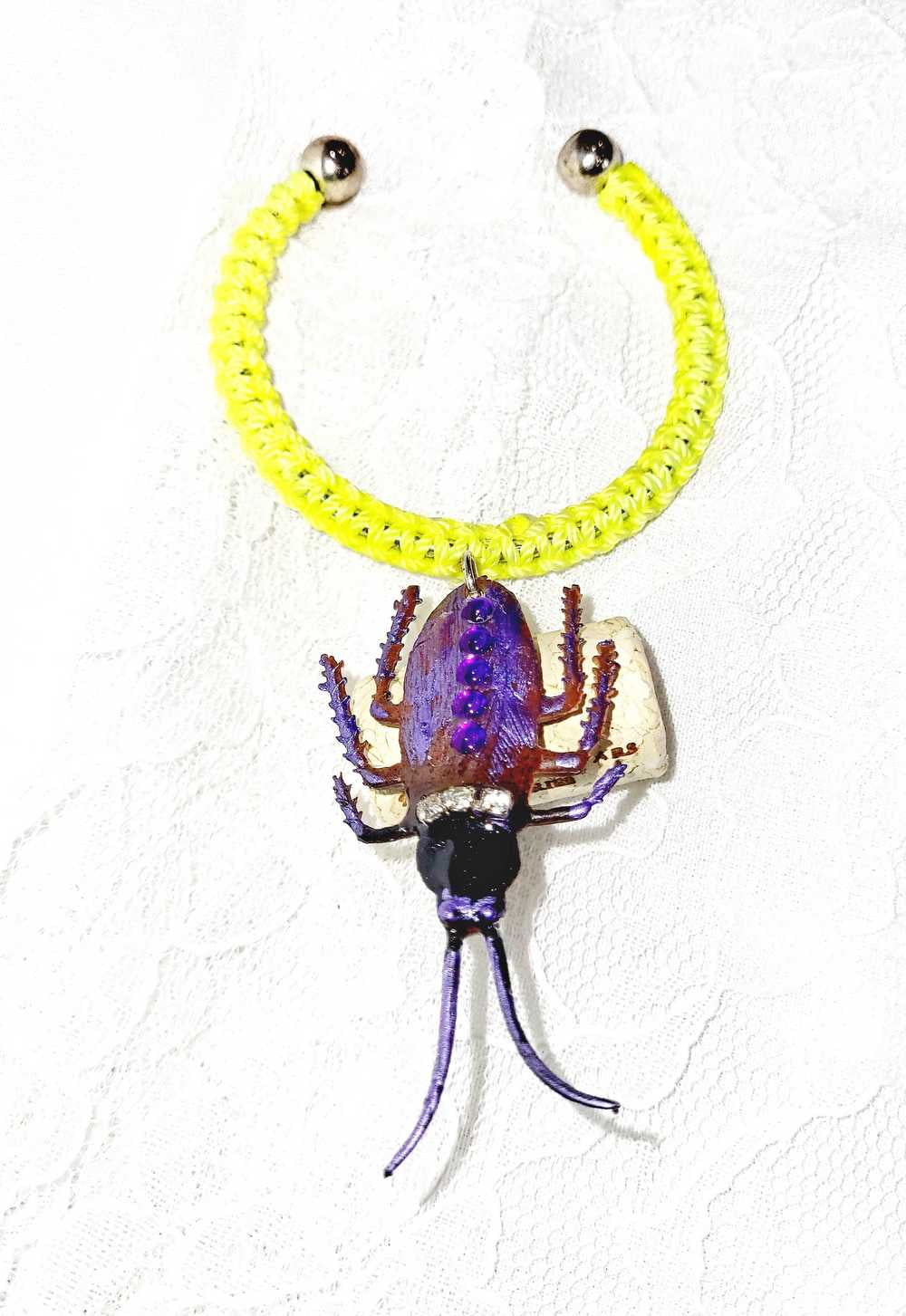 Unique & Odd Beetle Braided Yellow Bracelet, Perfect for Halloween, Goth, Punk or Everyday