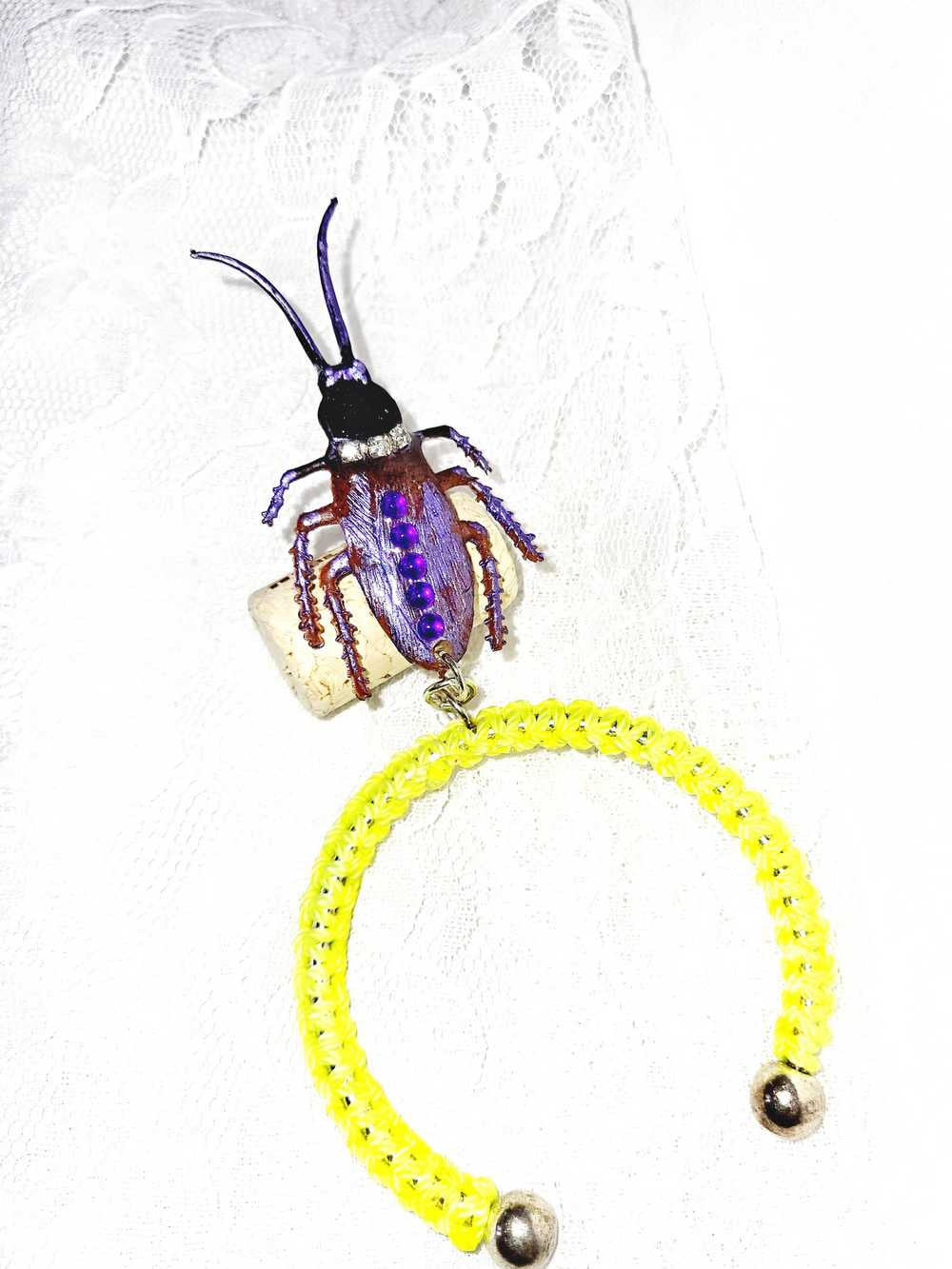 Unique & Odd Beetle Braided Yellow Bracelet, Perfect for Halloween, Goth, Punk or Everyday