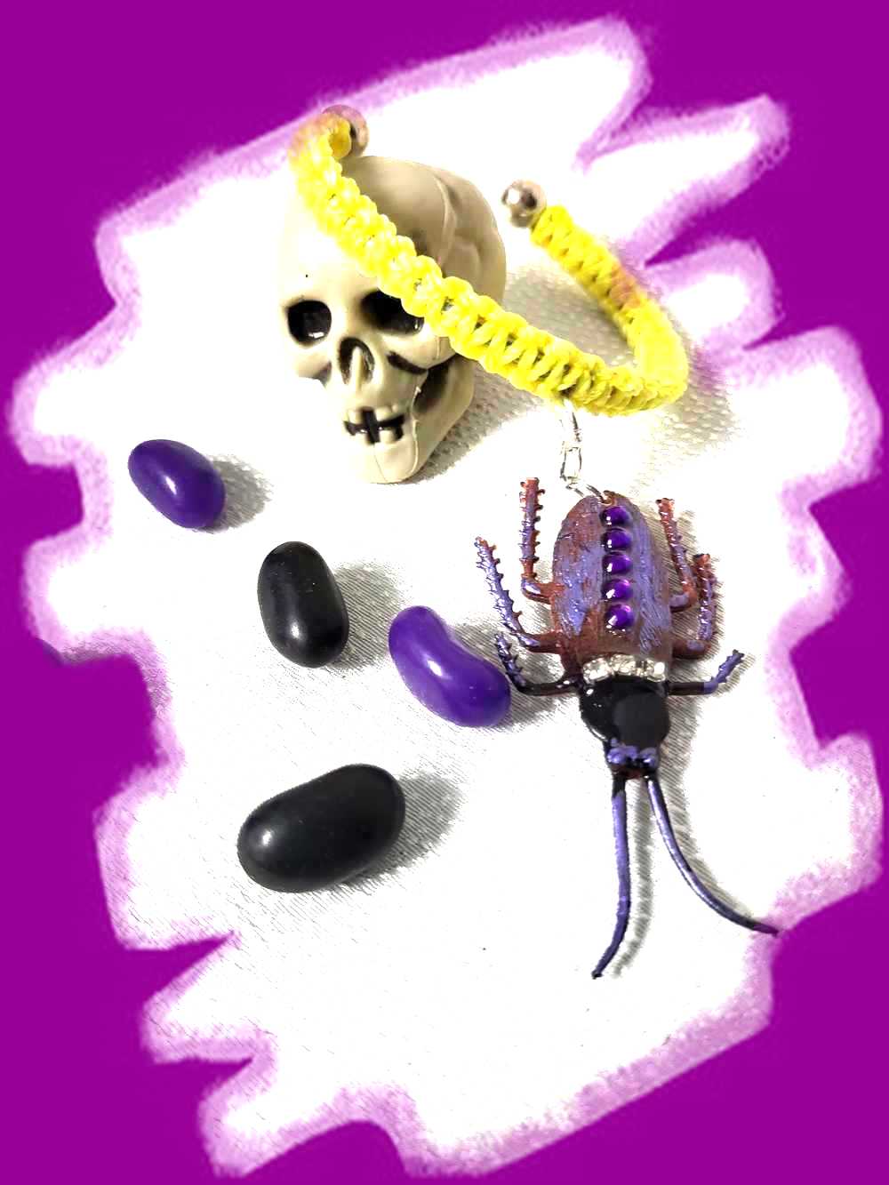 Unique & Odd Beetle Braided Yellow Bracelet, Perfect for Halloween, Goth, Punk or Everyday