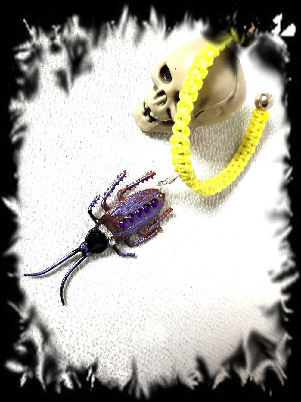 Unique & Odd Beetle Braided Yellow Bracelet, Perfect for Halloween, Goth, Punk or Everyday