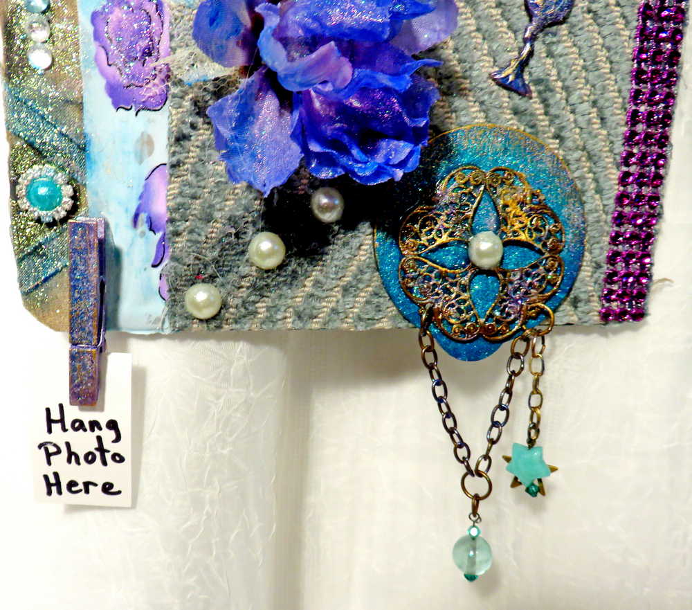"Friend's" Wall Hanging Collage Using Fabrics In Blues, Purples and Teals, and Holds your "BEST FRIENDS" Photo