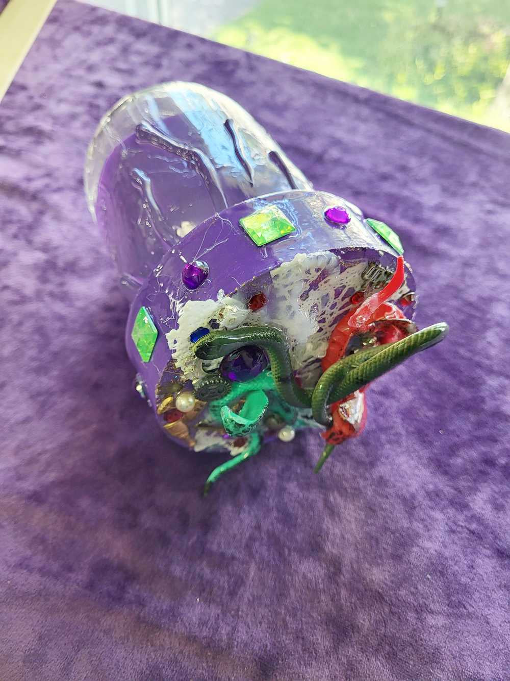 Decorated Mason Jar to fill with Your Favorite Candy, Spices, Dry Goods for Halloween or Everyday, Snakes on Wooden Lid