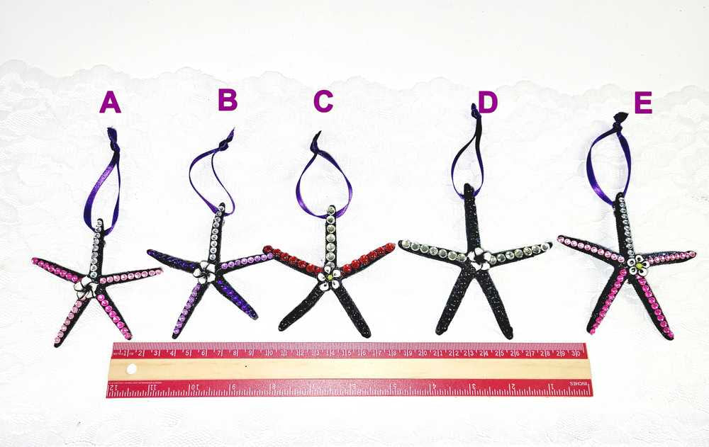 Hanging Decorated Starfish Ornament, Gemstones, Goth Decor, Beach Decoration