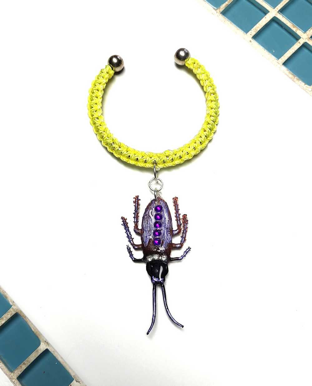Unique & Odd Beetle Braided Yellow Bracelet, Perfect for Halloween, Goth, Punk or Everyday