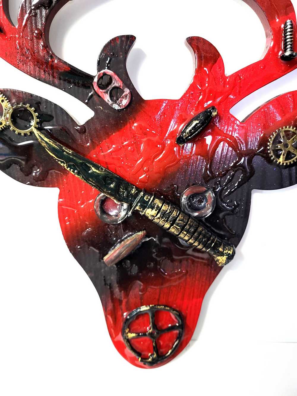 Big Buck Cut Out Wall Plaque in Red and Black