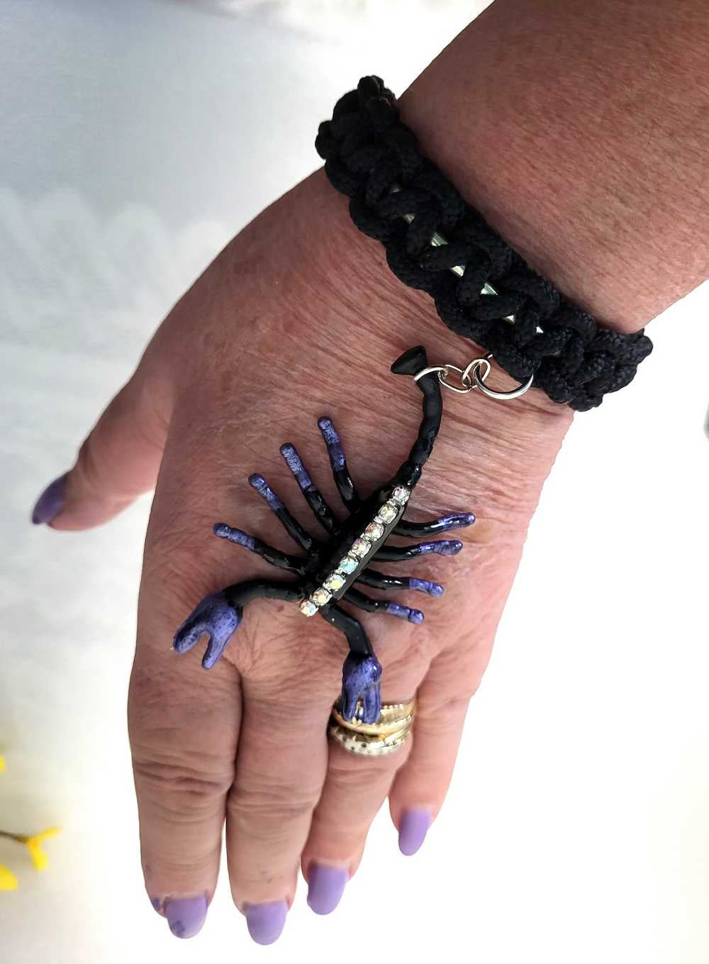 Scorpion Braided Black Open Bracelet
