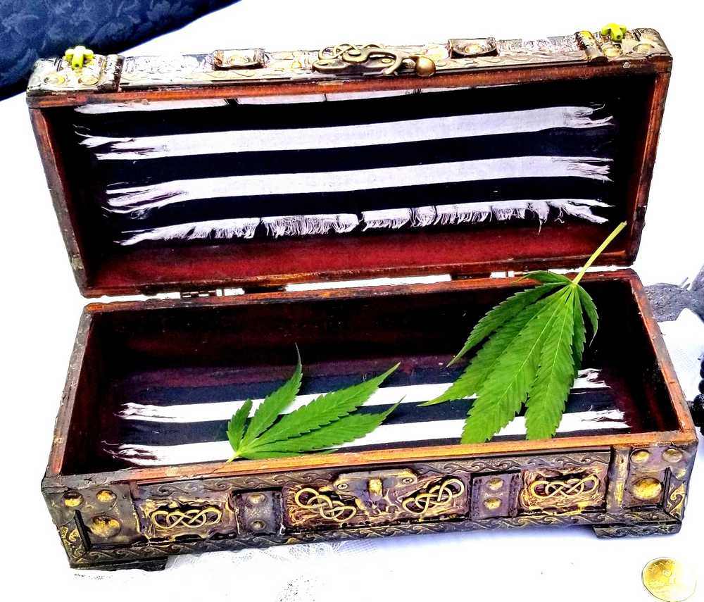 Original Recycled Jewelry/Stash Box with Skull Fabric
