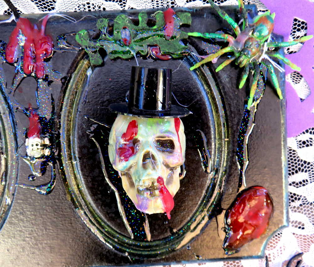 3D Family Portraits of a Handsome Skull Family on a Wall Plaque