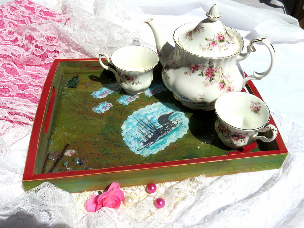 Serving Tray, Welcome to the Lake, Loon and Canoe