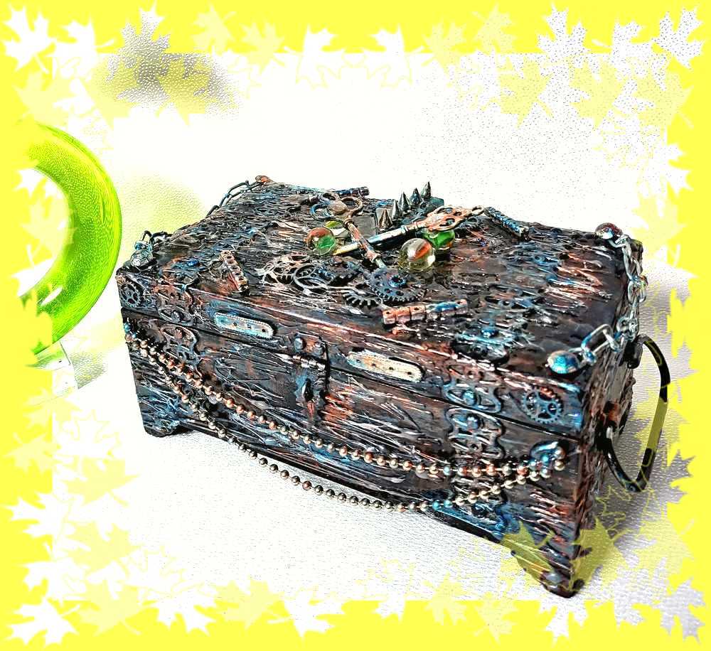 Goth, Punk, Metal Head Stash Container, Jewelry Box with Gears and Keys