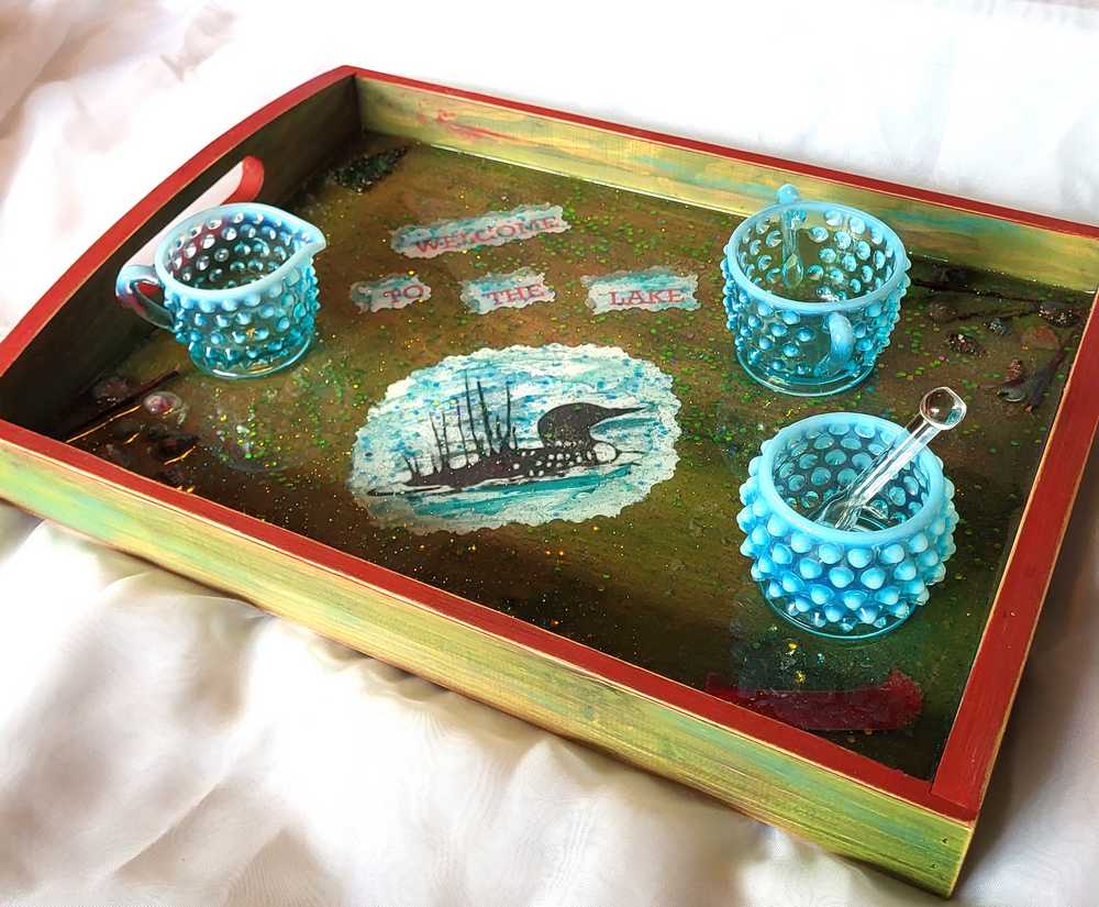 Serving Tray, Welcome to the Lake, Loon and Canoe
