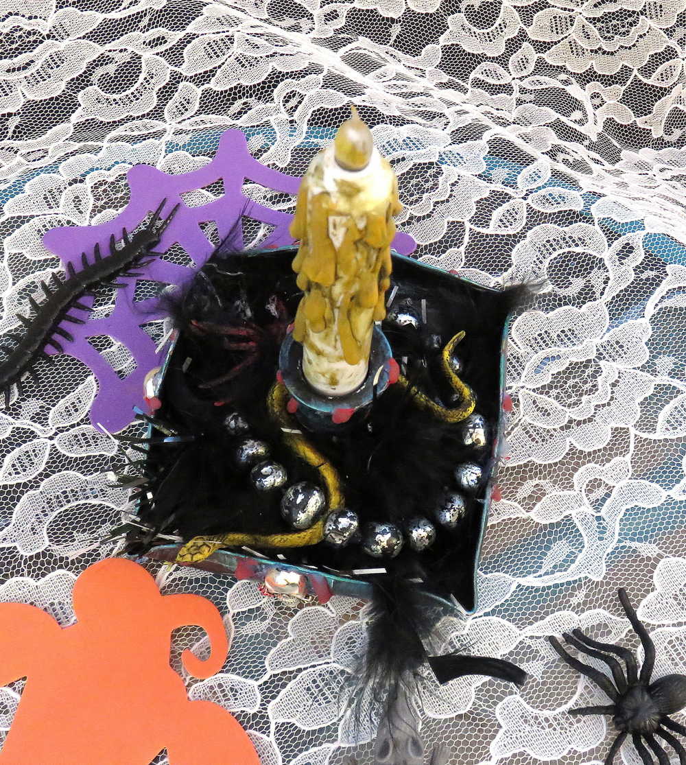 Skull and Spider Battery Candle Holder with Finger Hold