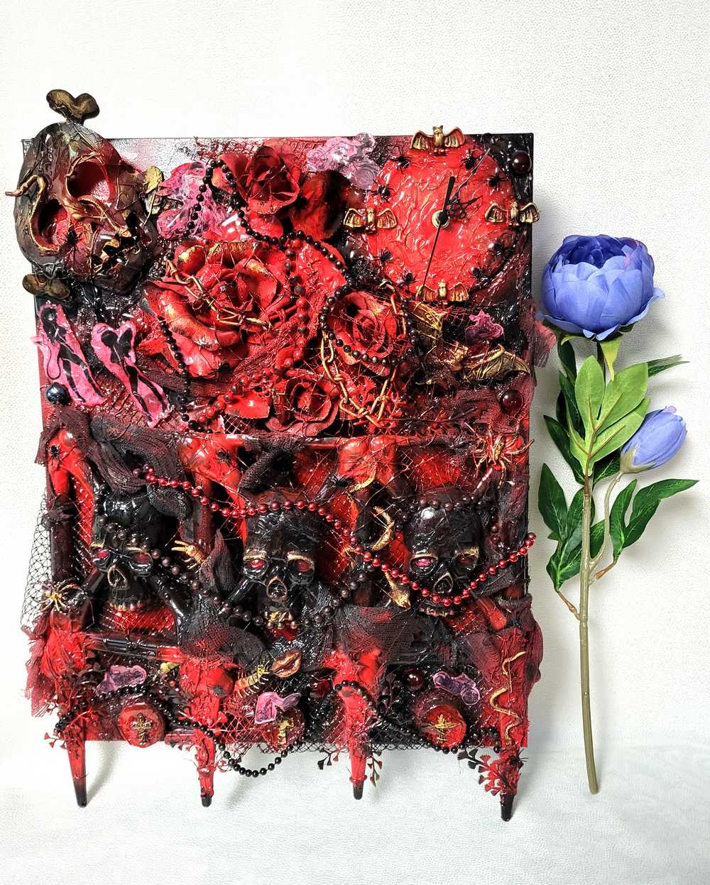 16 x 20 inch Canvas Art with Skulls and Clock