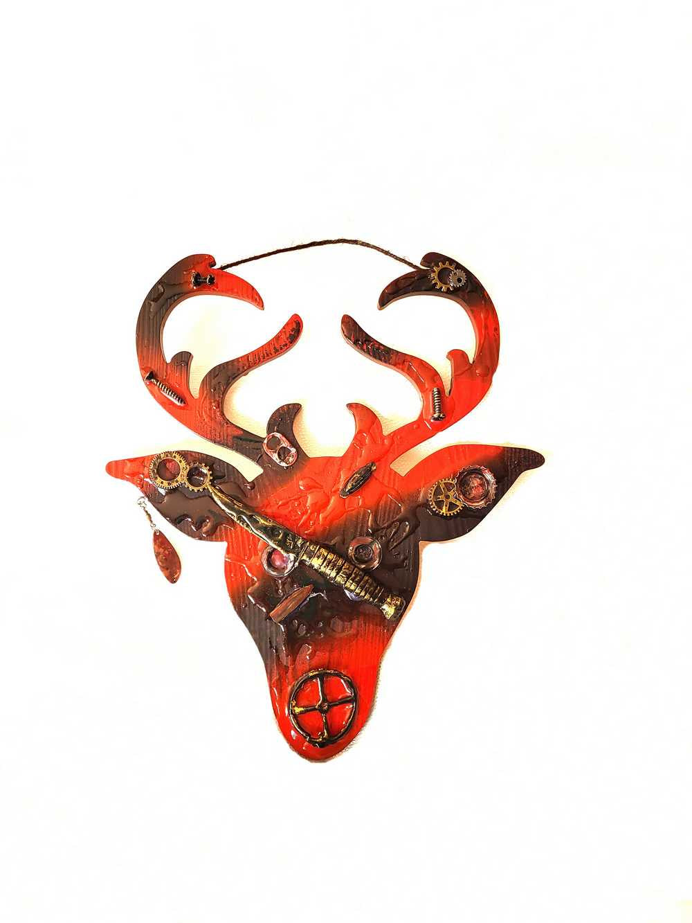 Big Buck Cut Out Wall Plaque in Red and Black