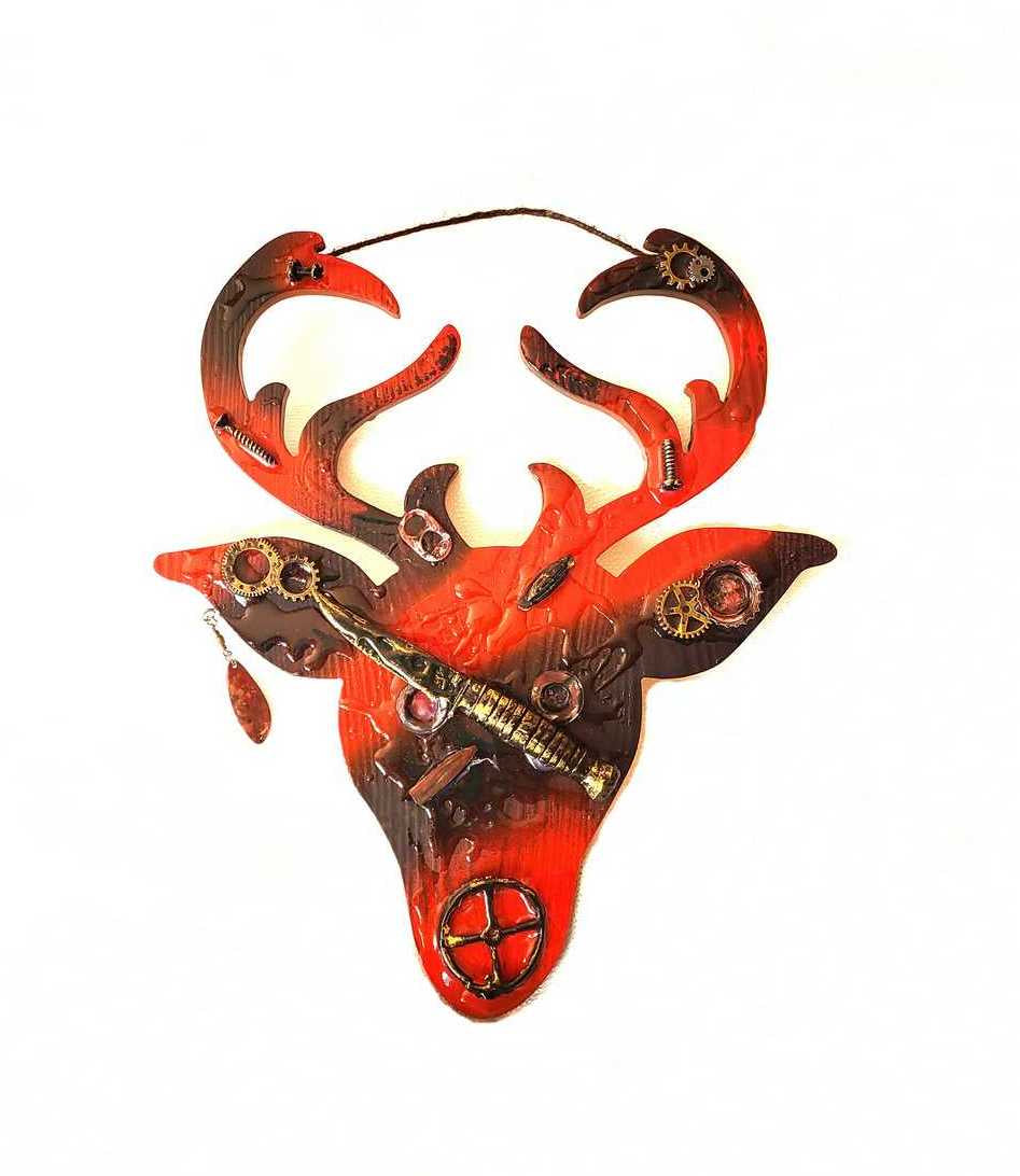 Big Buck Cut Out Wall Plaque in Red and Black
