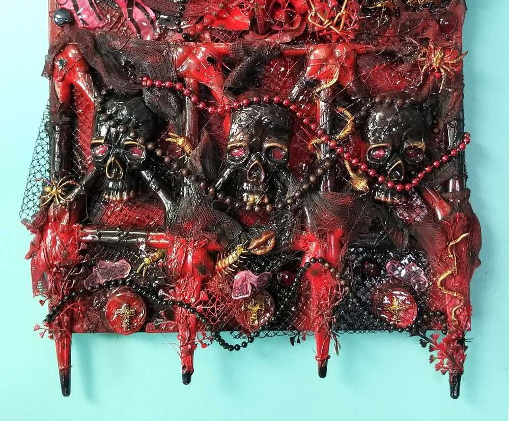 16 x 20 inch Canvas Art with Skulls and Clock