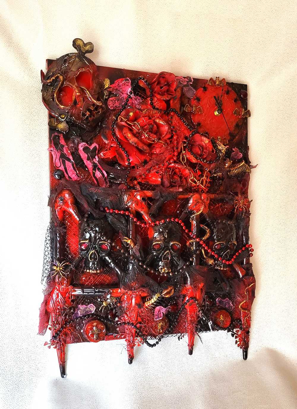 16 x 20 inch Canvas Art with Skulls and Clock