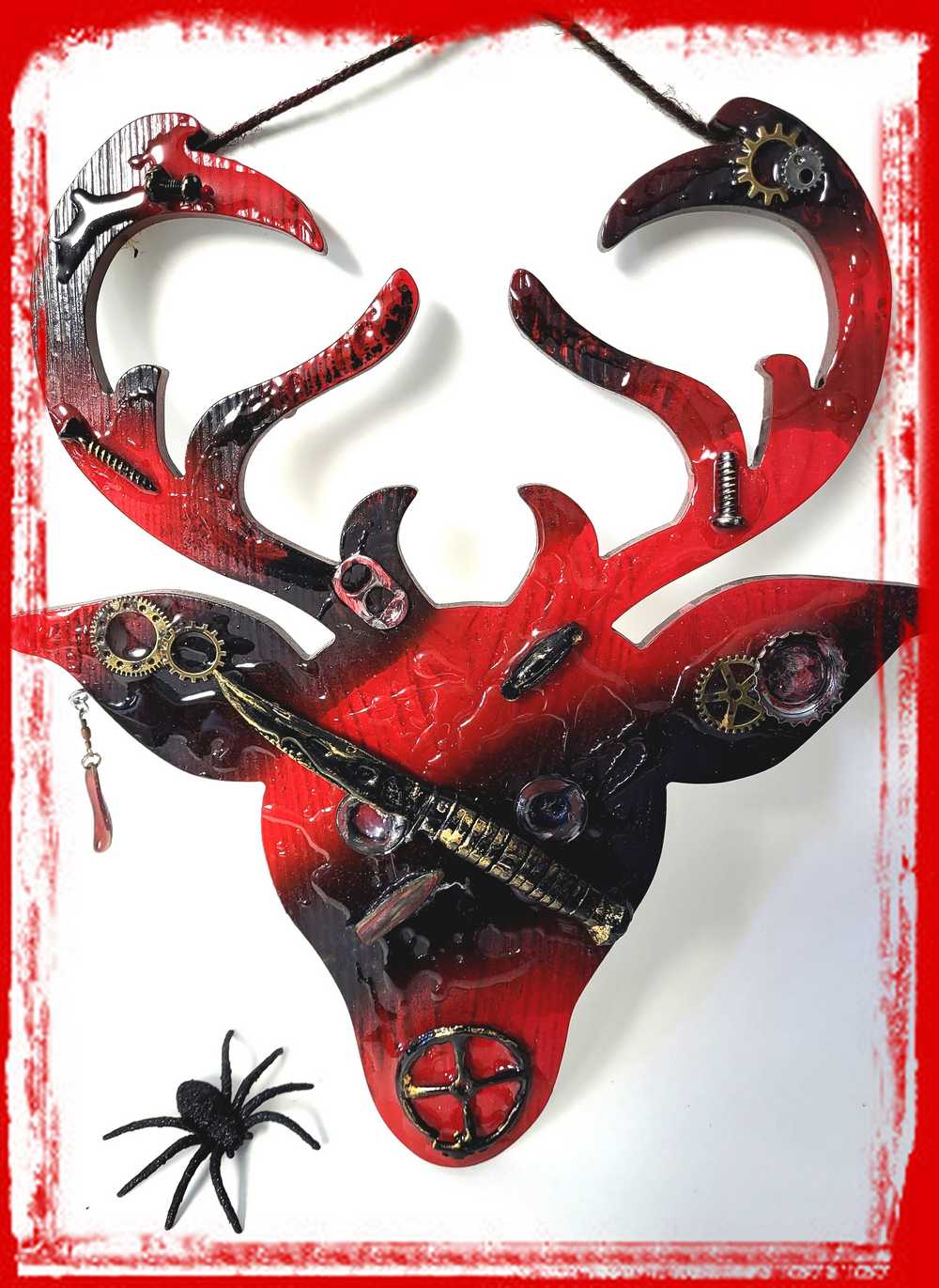 Big Buck Cut Out Wall Plaque in Red and Black