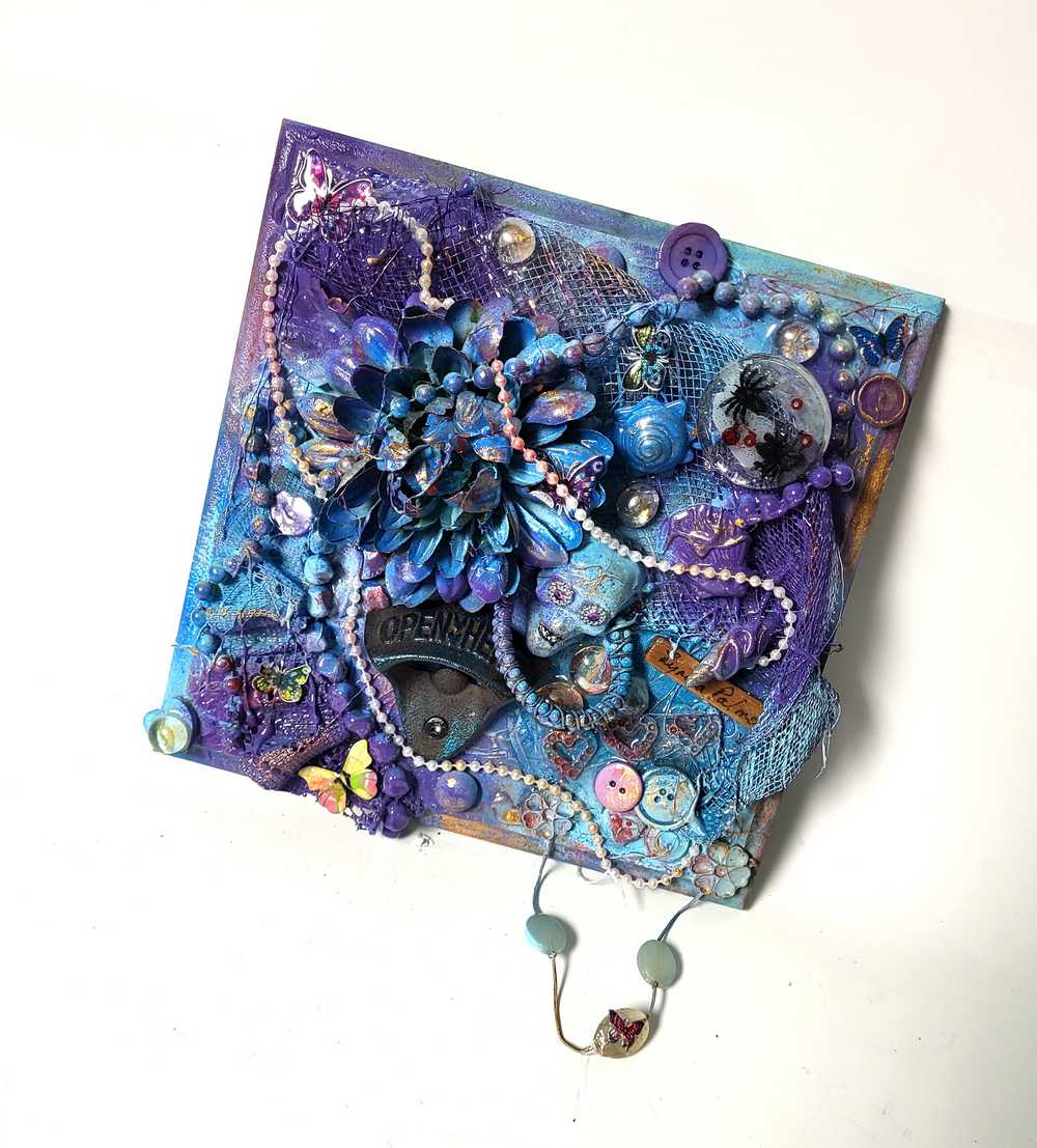 Bottle Openers as an Art Piece with Skull, Flowers, Buttons and So Much More