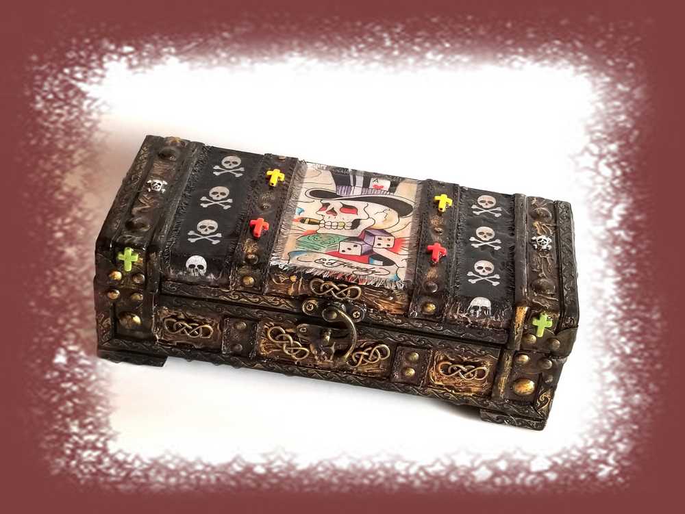 Original Recycled Jewelry/Stash Box with Skull Fabric