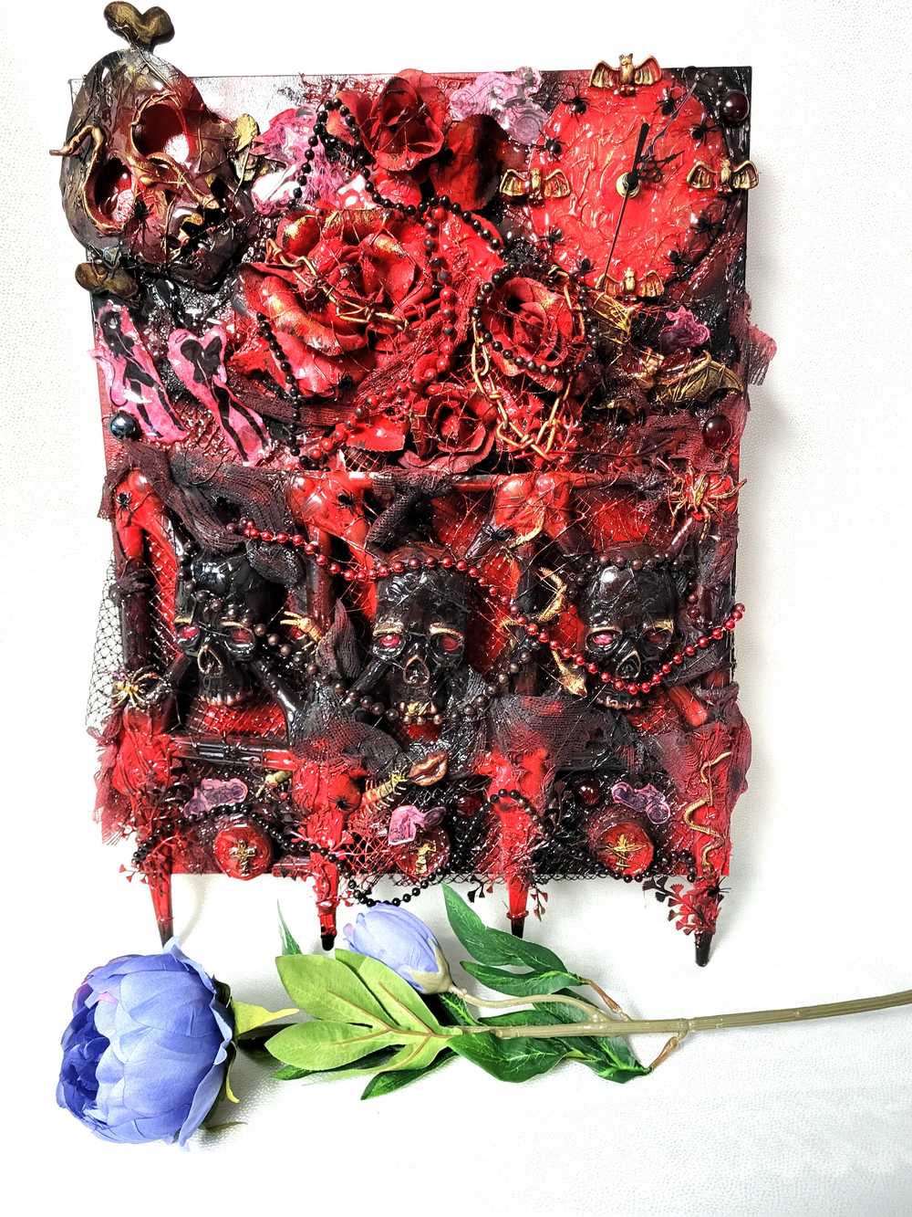 16 x 20 inch Canvas Art with Skulls and Clock