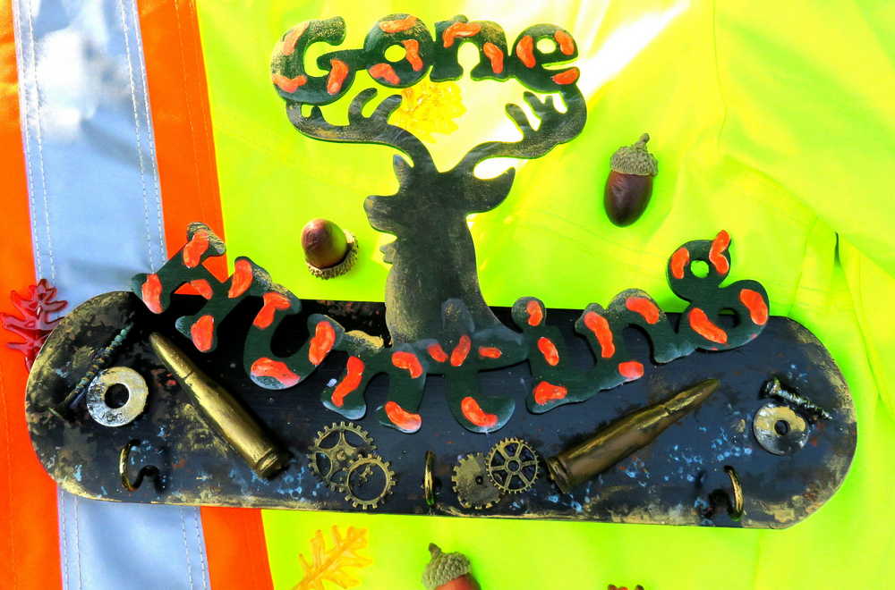 Gone Hunting Wall Plaque with Deer Cut Out, with Gears, Nuts & Bolts