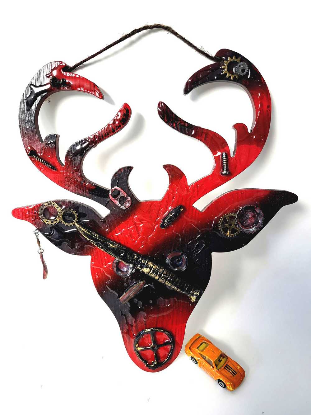 Big Buck Cut Out Wall Plaque in Red and Black