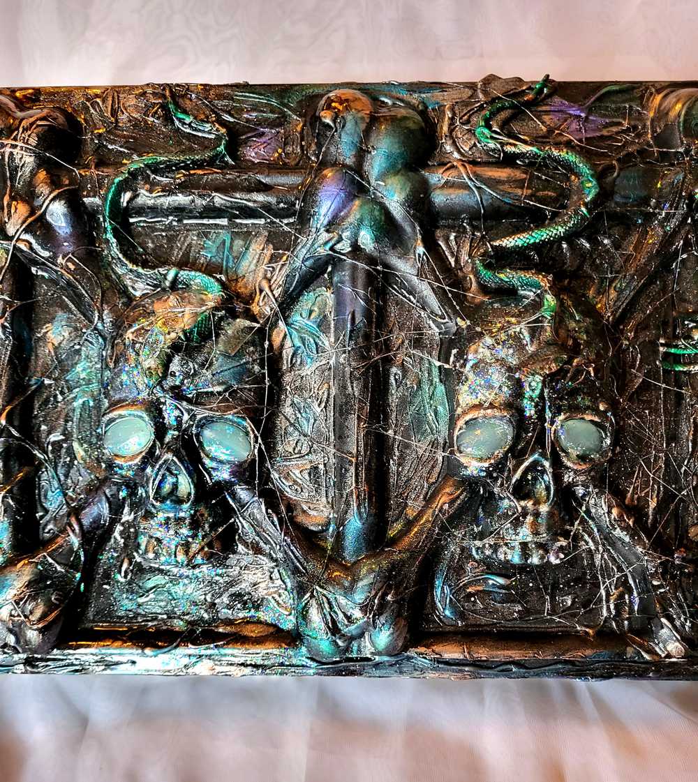Recycled Creepy Twin Skull Jewelry Box or Stash Box for Men, Women or Teenagers