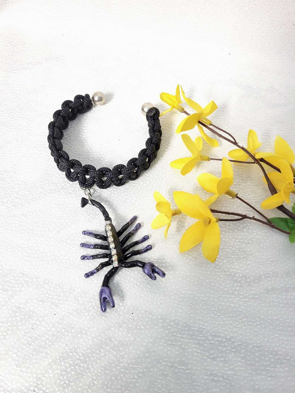 Scorpion Braided Black  Open Bracelet