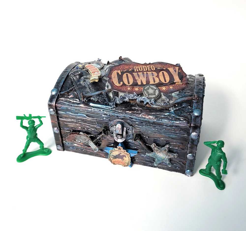 Cowboy Jewelry Box, Trunk, Stash Box, Treasure Trunk