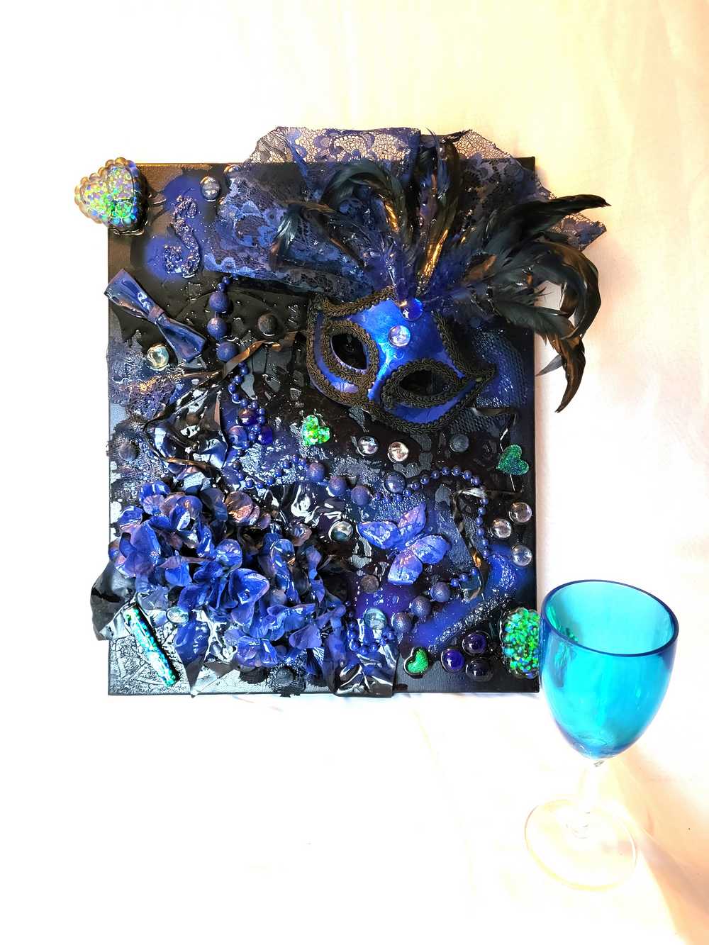 Midnight Blues, Sexy Mask on Deep Blue Canvas, 16 x 20 Inches