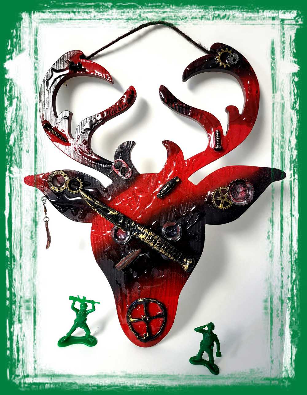 Big Buck Cut Out Wall Plaque in Red and Black