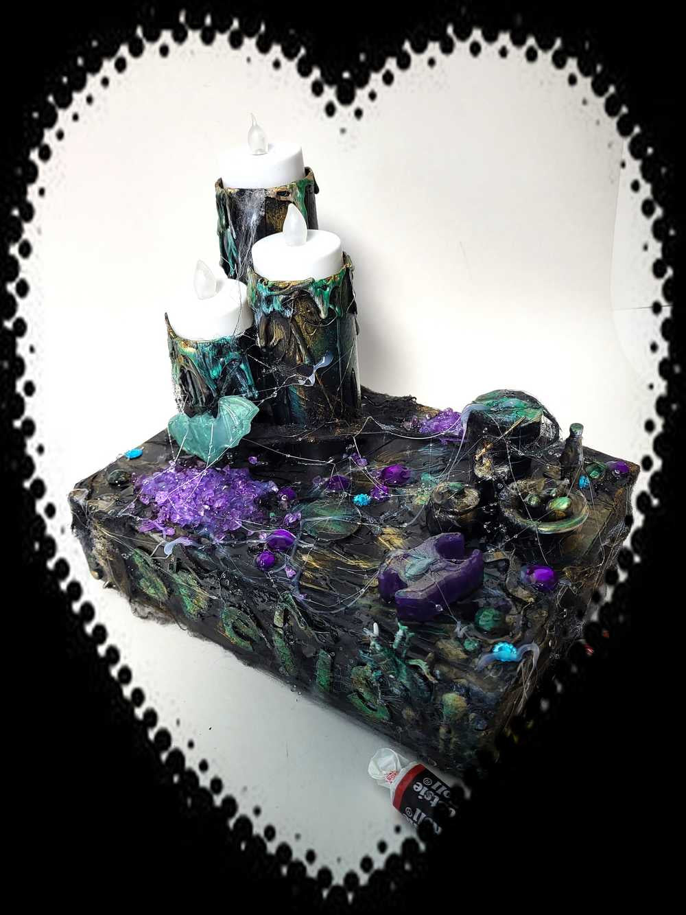 Altered Book of Spells with 3 Battery Operated Candles