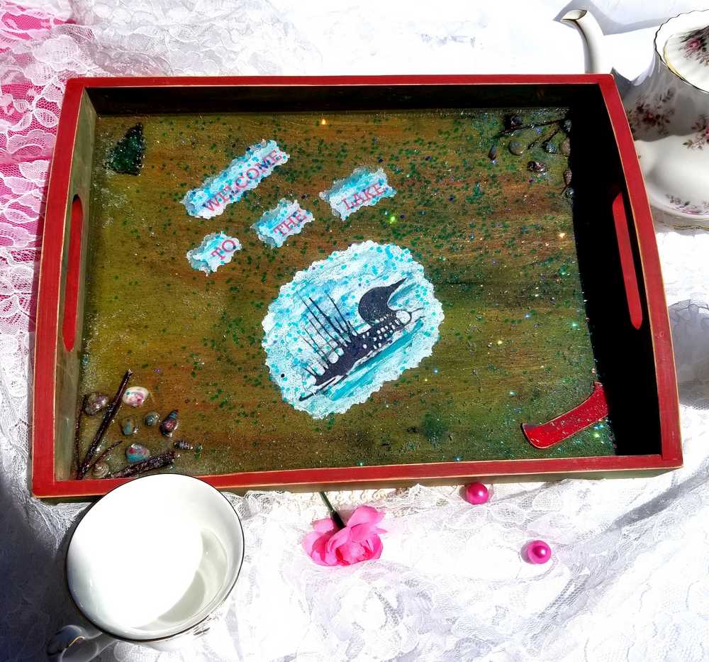 Serving Tray, Welcome to the Lake, Loon and Canoe