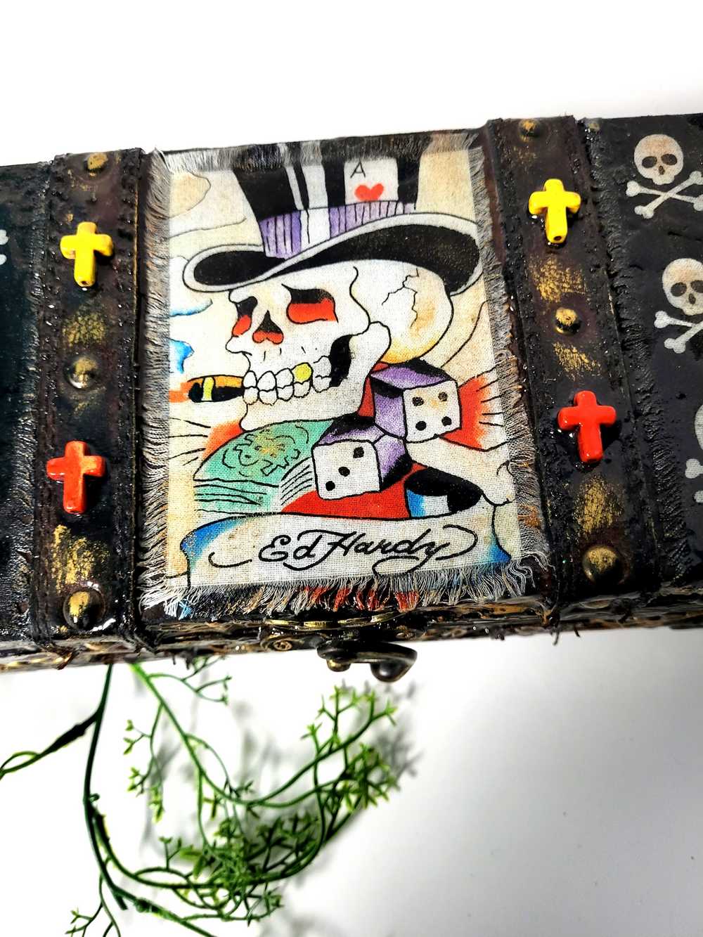 Original Recycled Jewelry/Stash Box with Skull Fabric