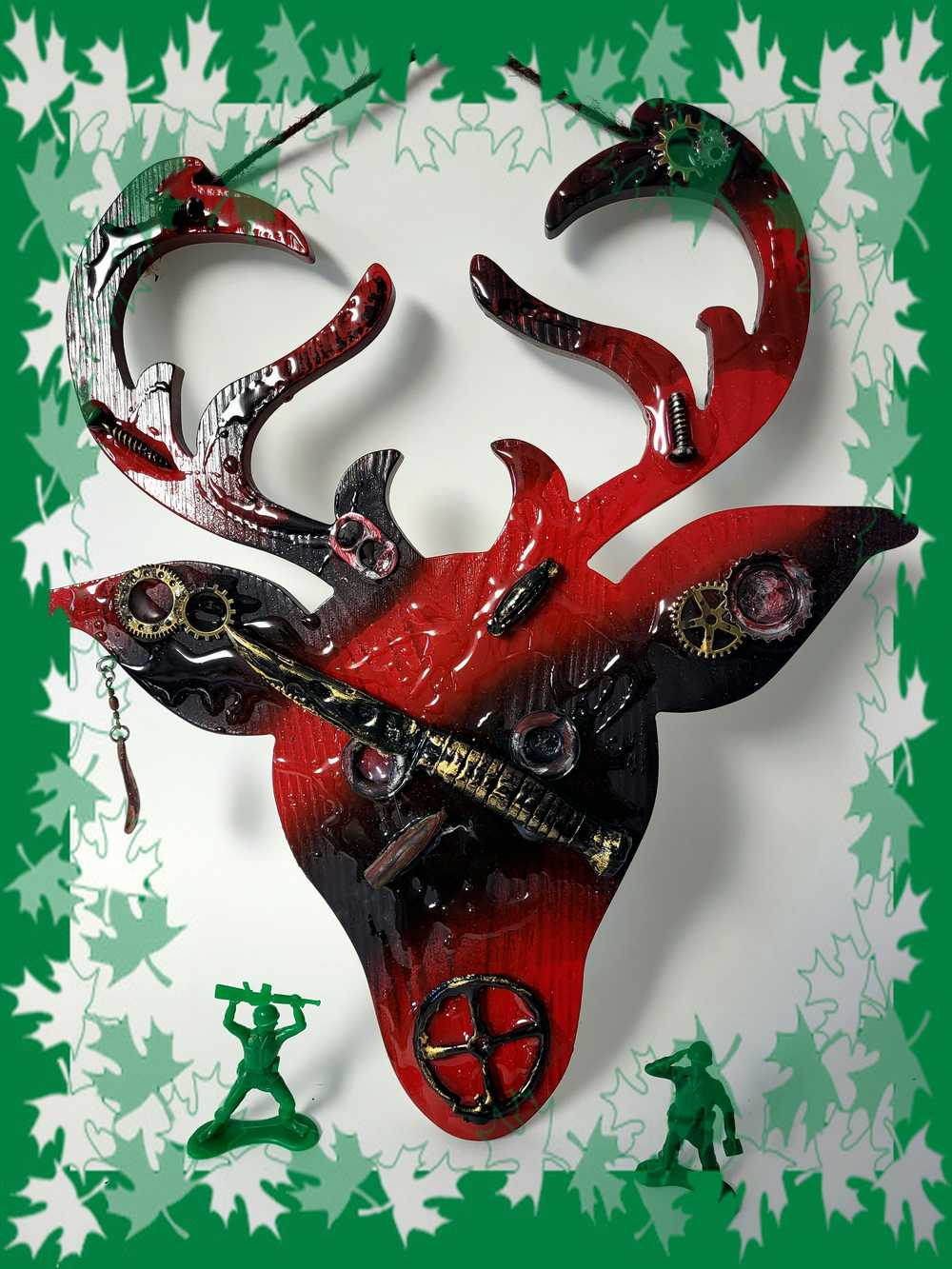 Big Buck Cut Out Wall Plaque in Red and Black