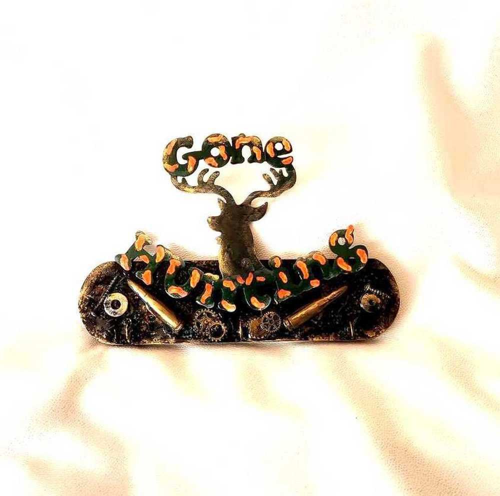 Gone Hunting Wall Plaque with Deer Cut Out, with Gears, Nuts & Bolts