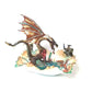 Fire-Breathing Dragon in Antique Glass Dish in a Fierce Fight for Survival