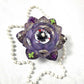 Rose Petal Glass Painted Purple Candle Holder for Battery Operated Candles with Cross & Bone Charms