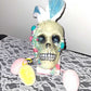 Resin Encased Easter Bunny Skull with Jelly Beans, Pearls & Glitter on a Marble Base