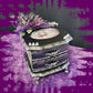 Musical Jewelry Painted Black With Baby Bats, Black & Purple Flower and Silver Spiked Domes